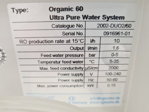 Thumbnail image of Triple Red Duo Organic 60 Ultra Pure Water Purification System Lab