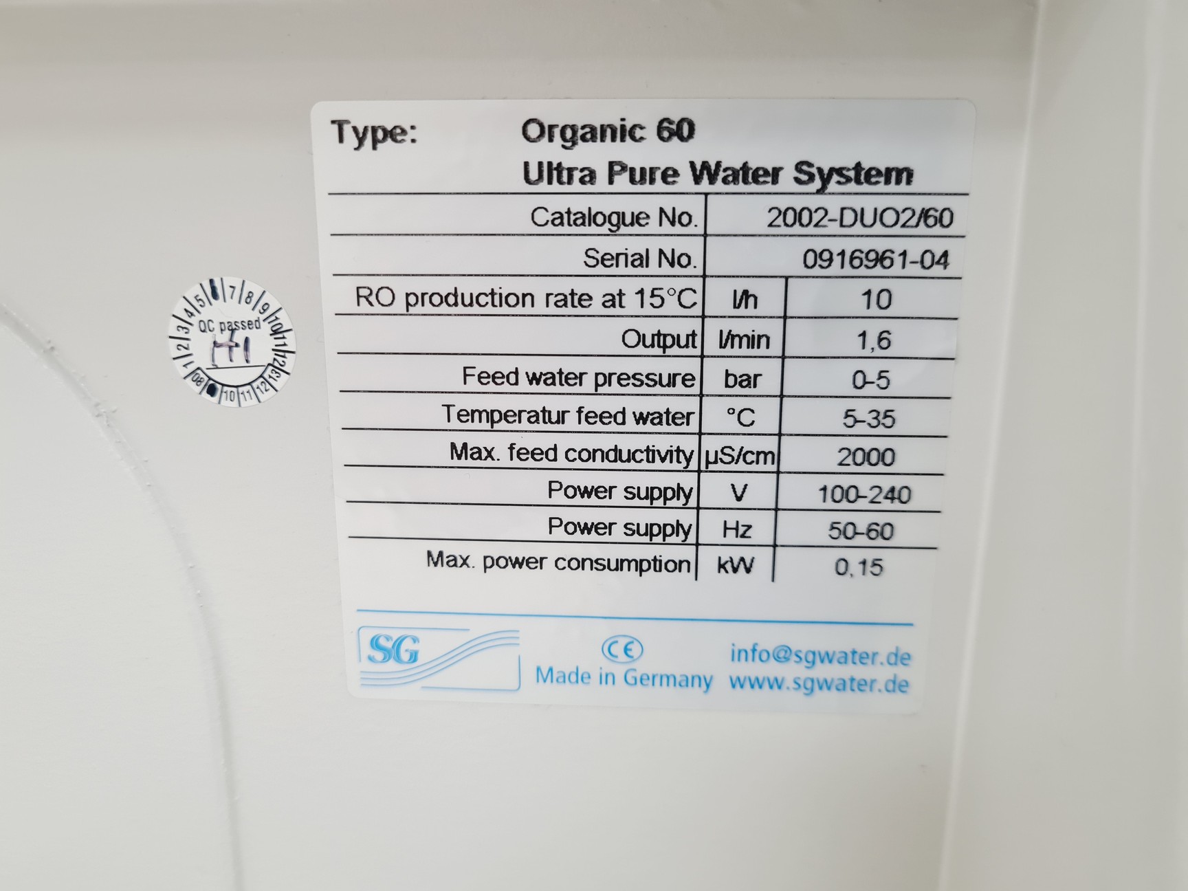 Image of Triple Red Model Duo Organic 60 Ultra Pure Water Purification System Lab