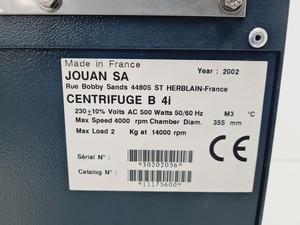 Thumbnail image of Jouan B4i Benchtop Centrifuge w/ S40 Rotor Lab