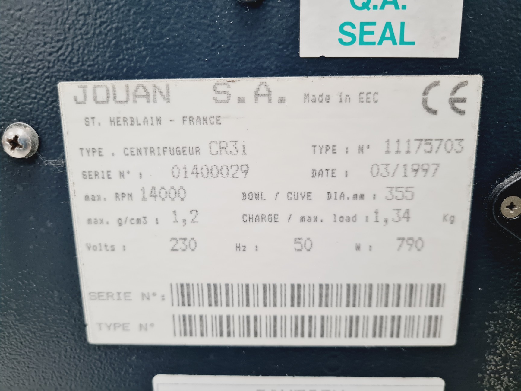 Image of Jouan CR3i Refrigerated Benchtop Centrifuge With T4 Rotor Lab