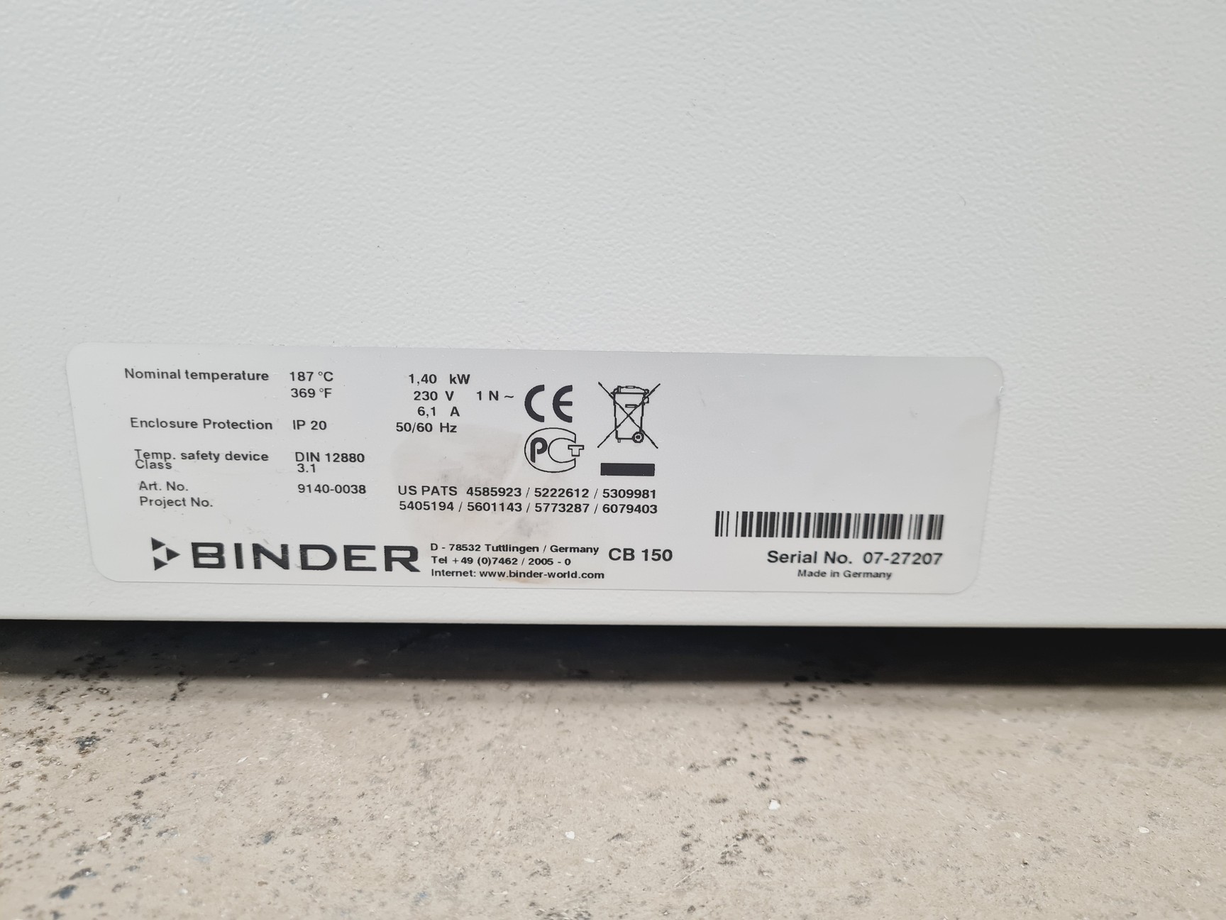 Image of Binder Model CB 150 CO2 Laboratory Incubator Lab - Faulty Screen