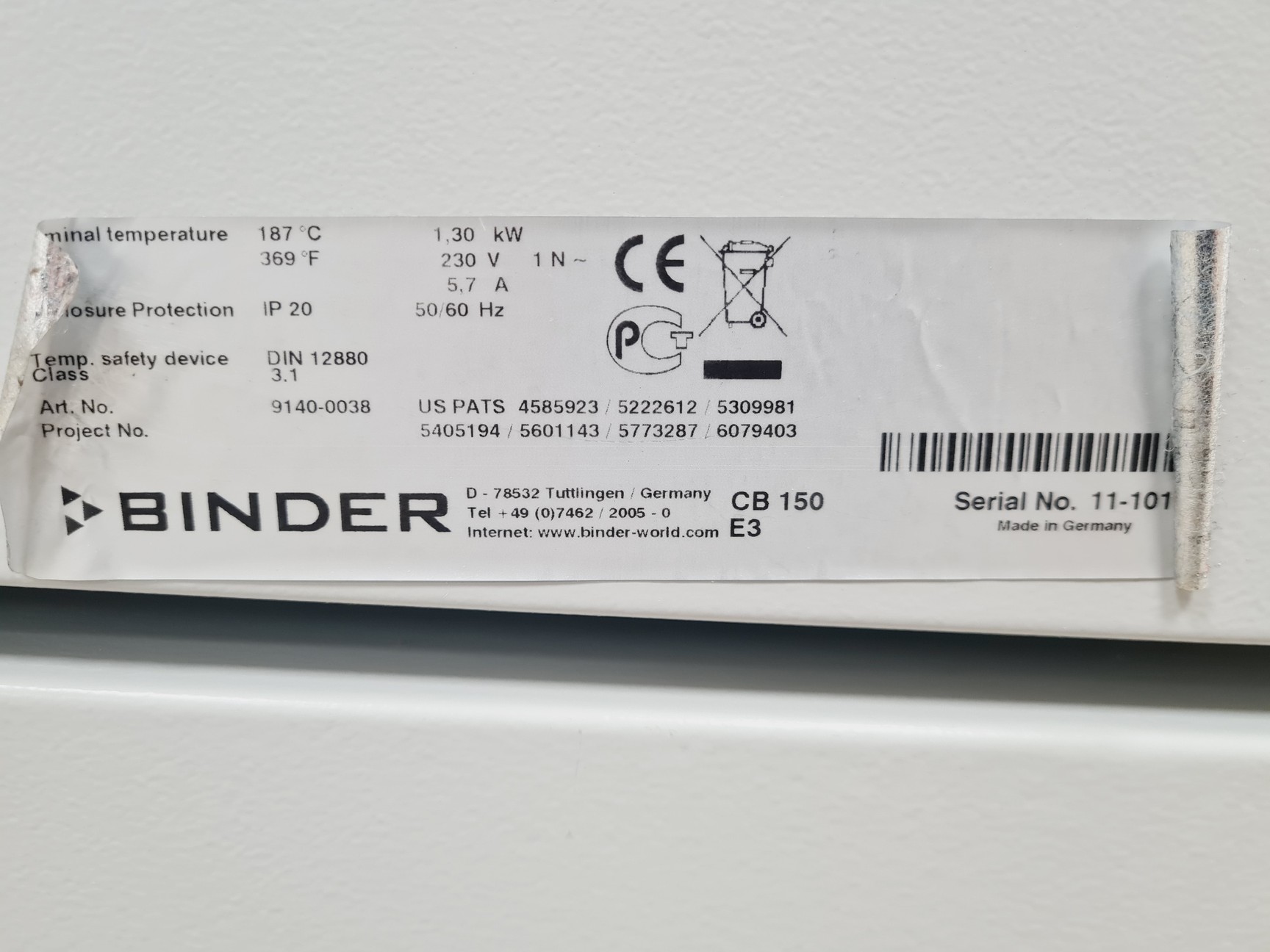 Image of Binder Model CB 150 CO2 Laboratory Incubator Lab - Faulty Screen