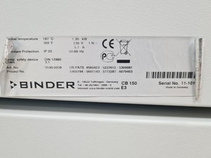 Thumbnail image of Binder Model CB 150 CO2 Laboratory Incubator Lab - Faulty Screen