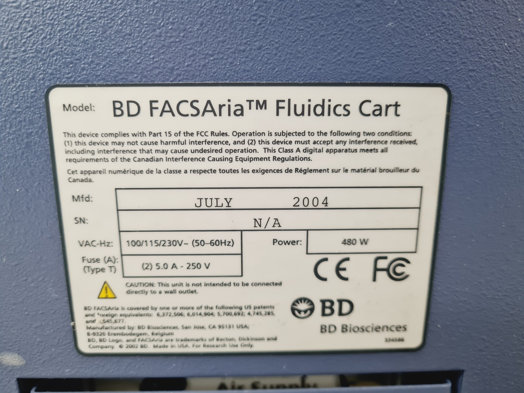 Image of BD Biosciences FACSAria Cell Sorter w/ Fluids Cart & Accessories Lab