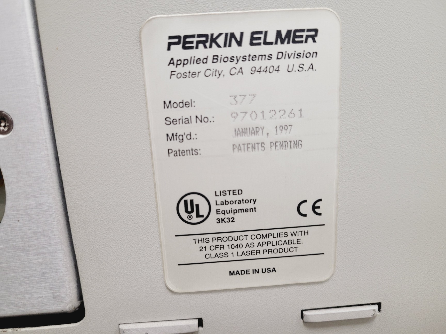 Image of Perkin Elmer Abi Prism 377 DNA Sequencer Lab