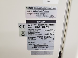 Thumbnail image of Sanyo VIP Series -86 Ultra Low Freezer Model MDF-U73V Lab