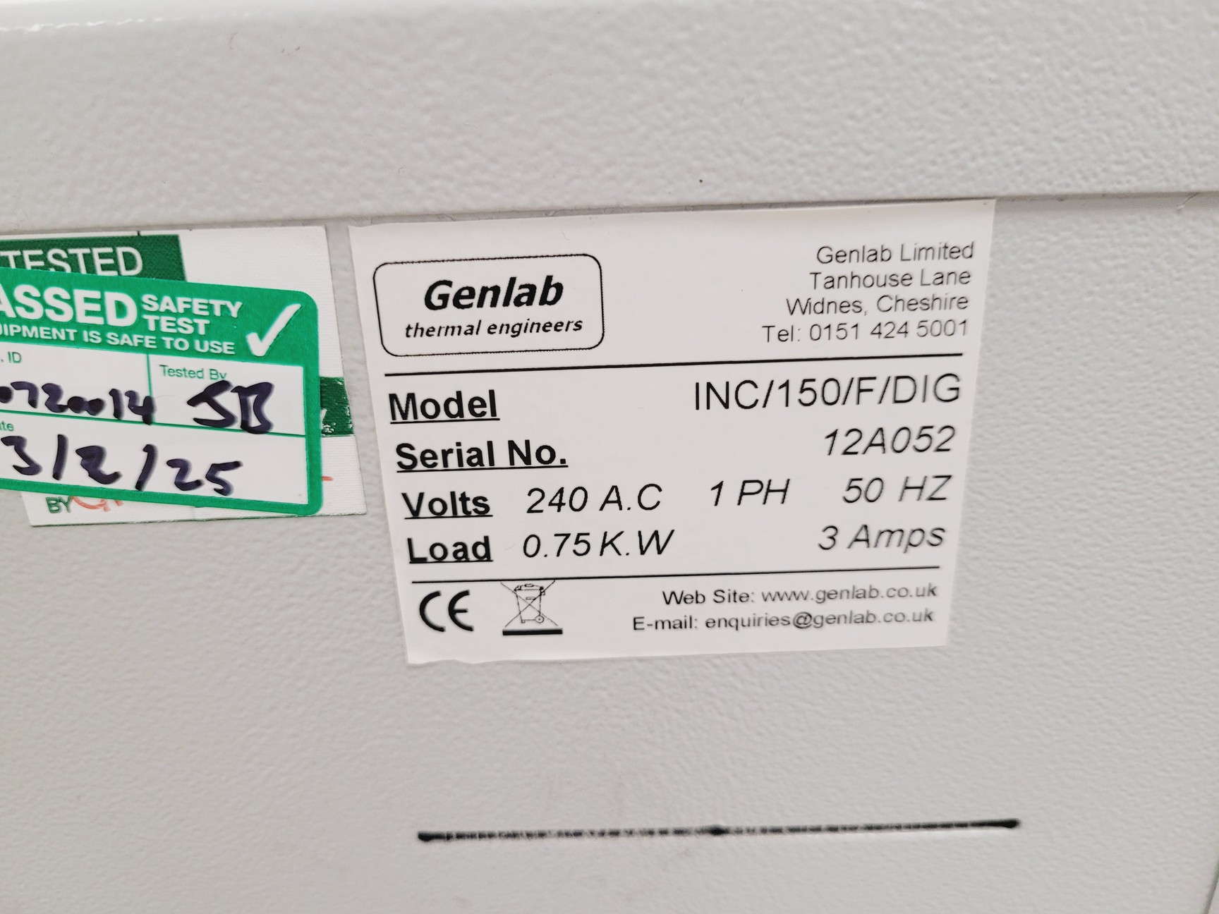 Image of GenLab Incubator Model INC/150/F/DIG Lab