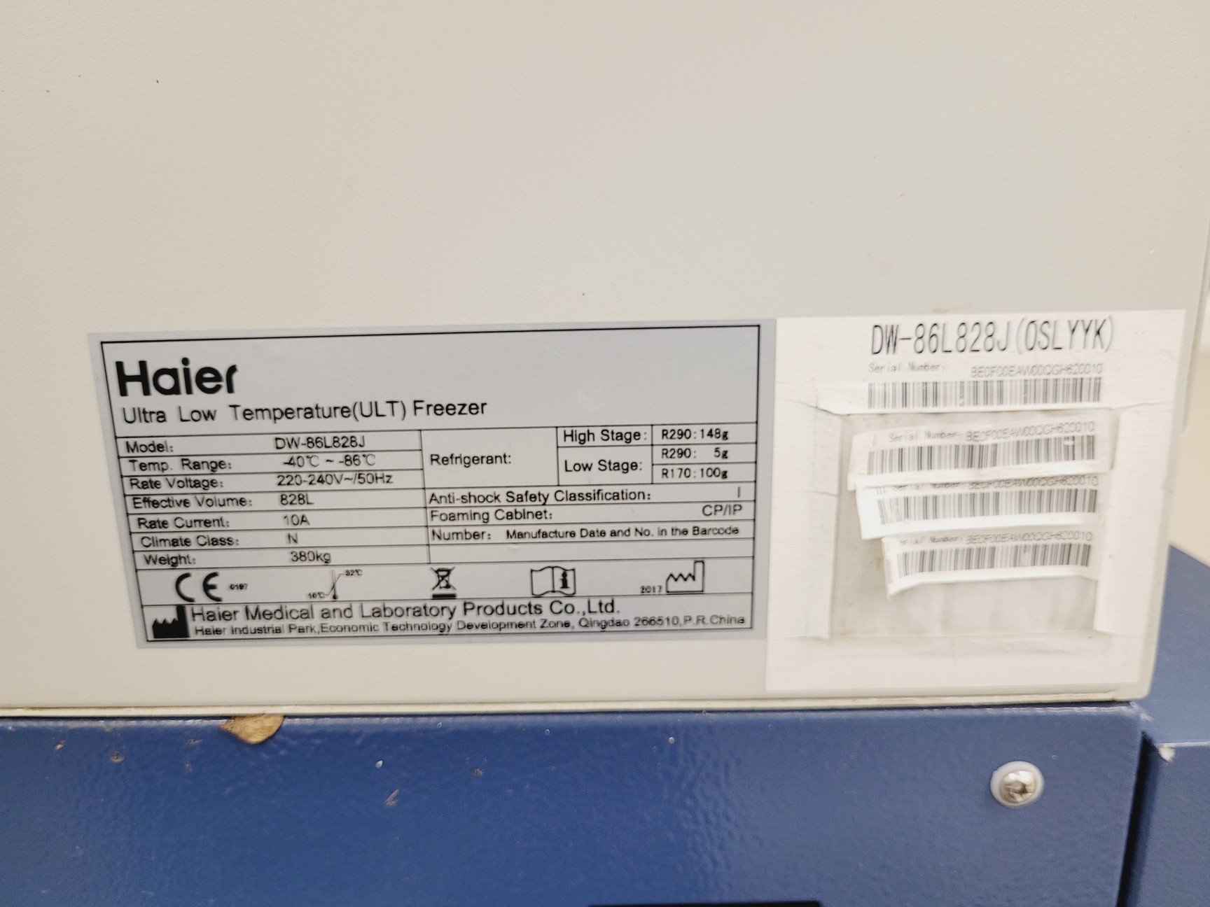 Image of Haier ULT FREEZER -86ºc Model DW-86L828J Lab