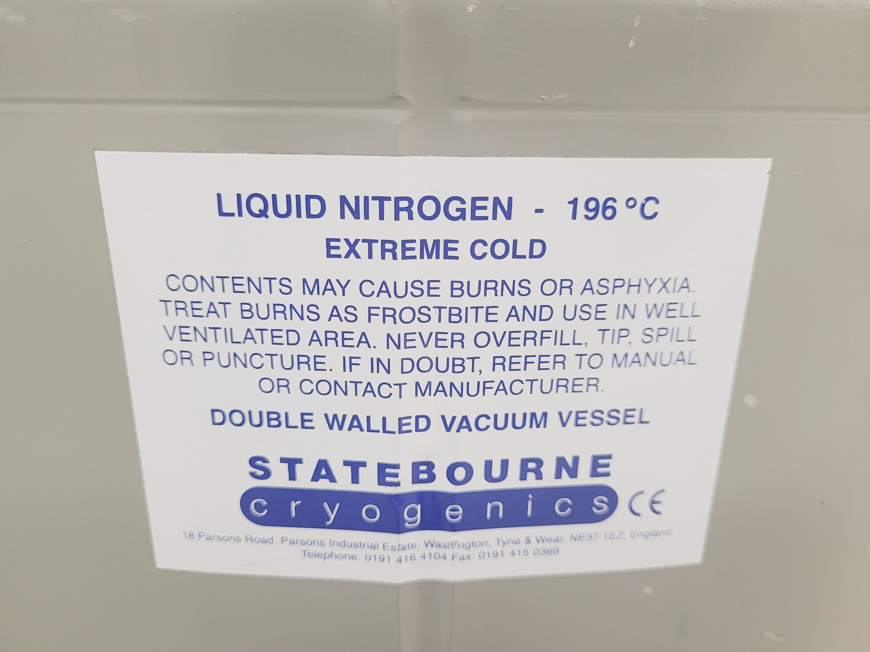 Image of Statbourne Biorack 3000 Liquid Nitrogen Sample Storage Dewar Lab