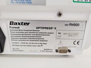 Thumbnail image of Baxter OptiPress II Automated Blood Component Extractor
