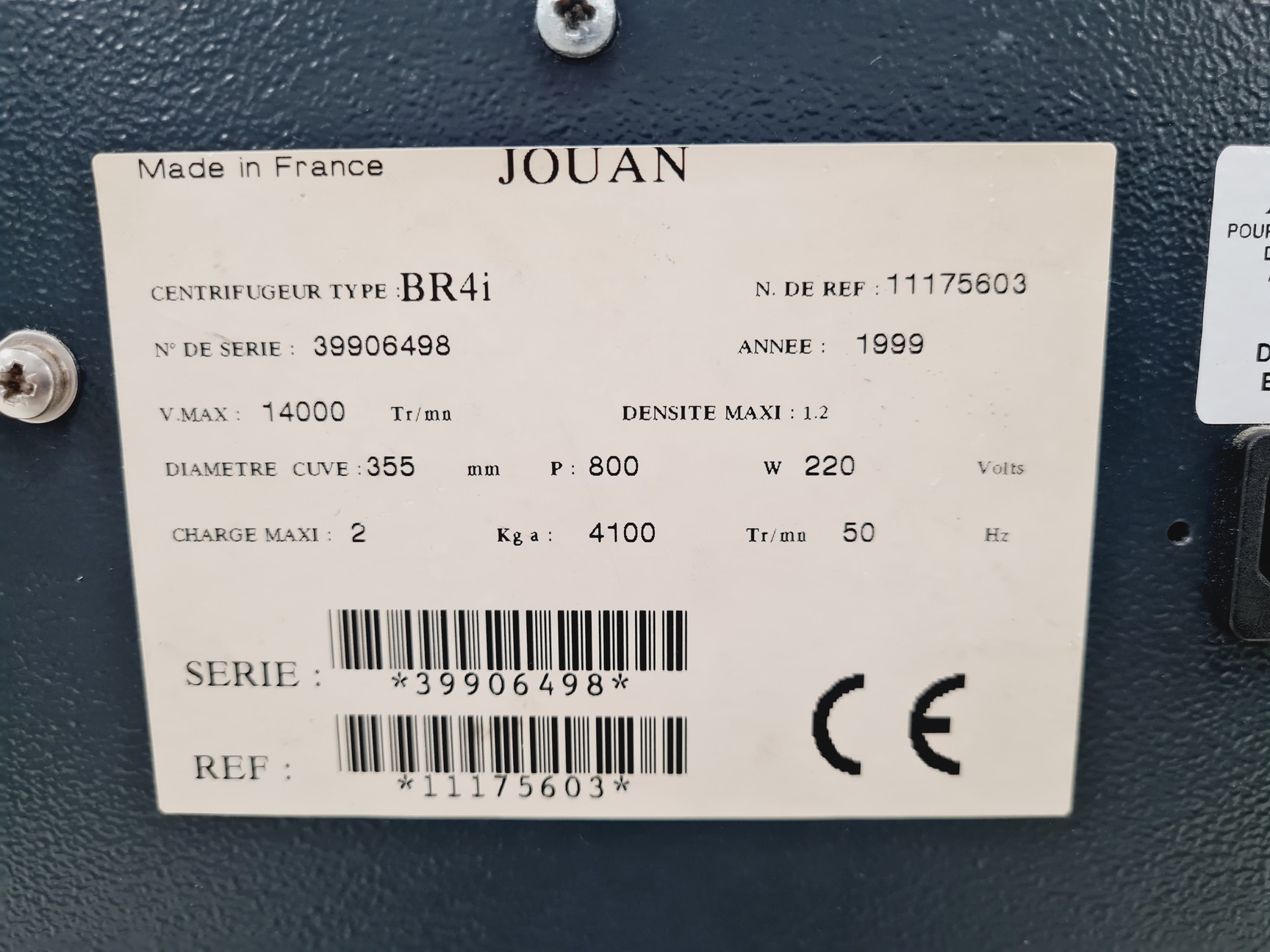 Image of Jouan BR4i Refrigerated Centrifuge with S40 Rotor Lab
