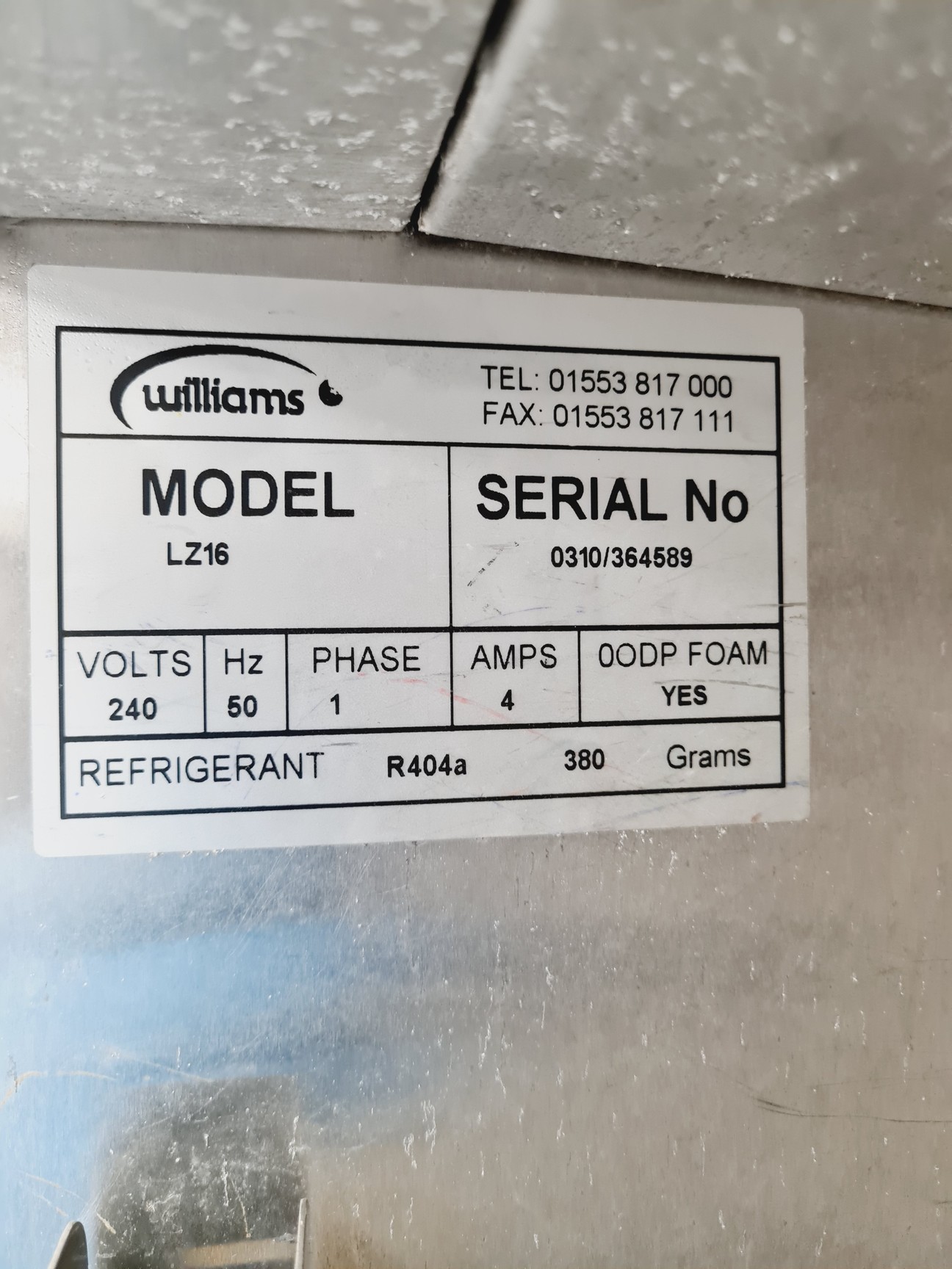 Image of Williams LZ16 Catering Freezer Spares/Repair 