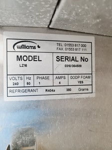 Thumbnail image of Williams LZ16 Catering Freezer Spares/Repair 