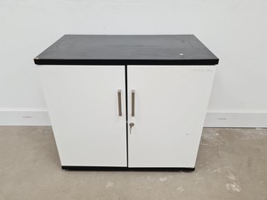 Image of 4 x Black & White Locked Cupboards w/ Keys Lab