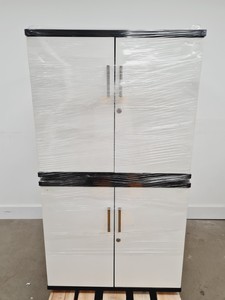 Thumbnail image of 4 x Black & White Locked Cupboards w/ Keys Lab