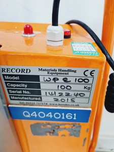 Thumbnail image of Record WPE 100 Electric Work Positioner Spares/Repair