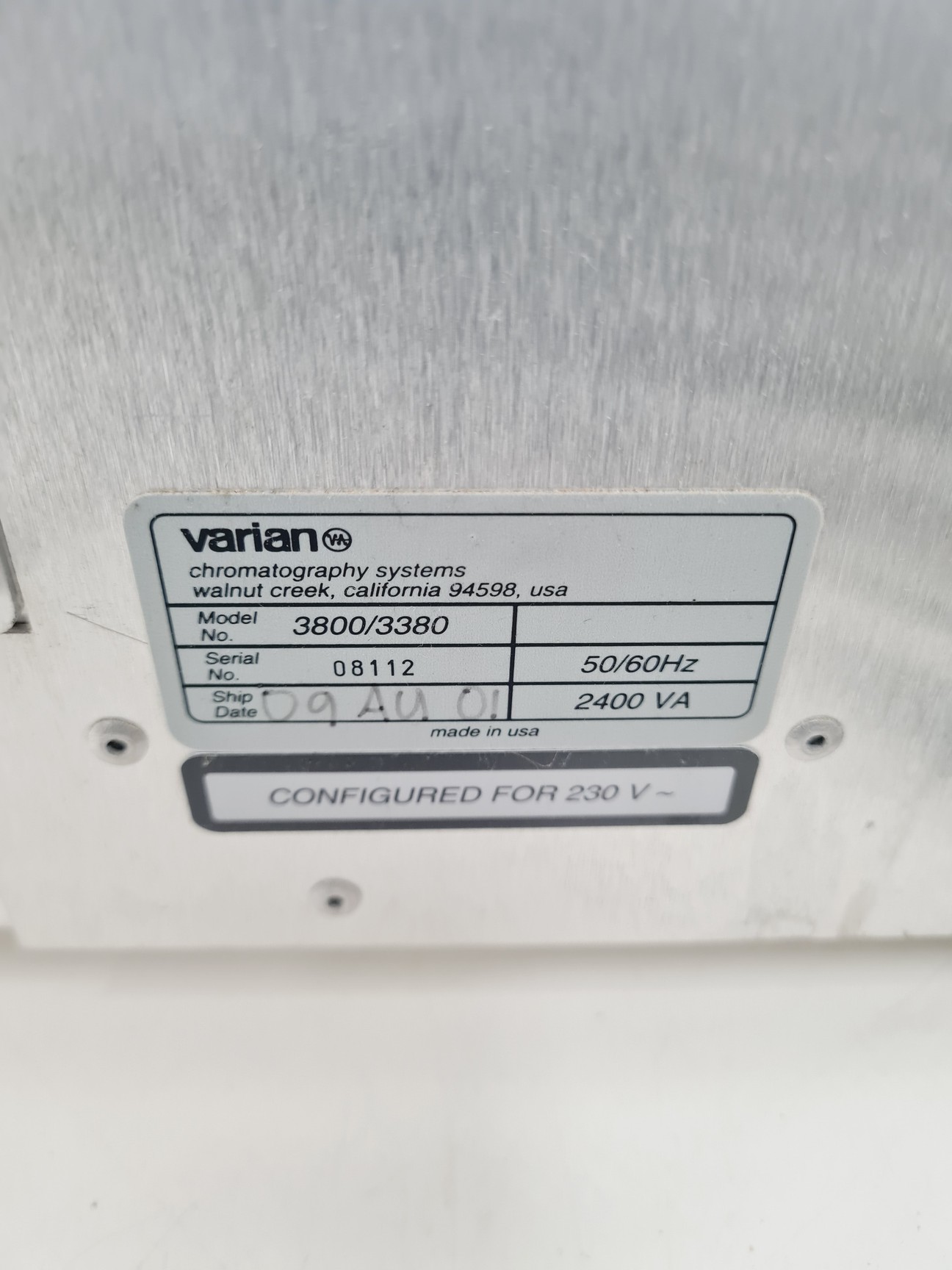 Image of Varian Gas Chromatograph Model - CP-3800 with Autosampler Lab