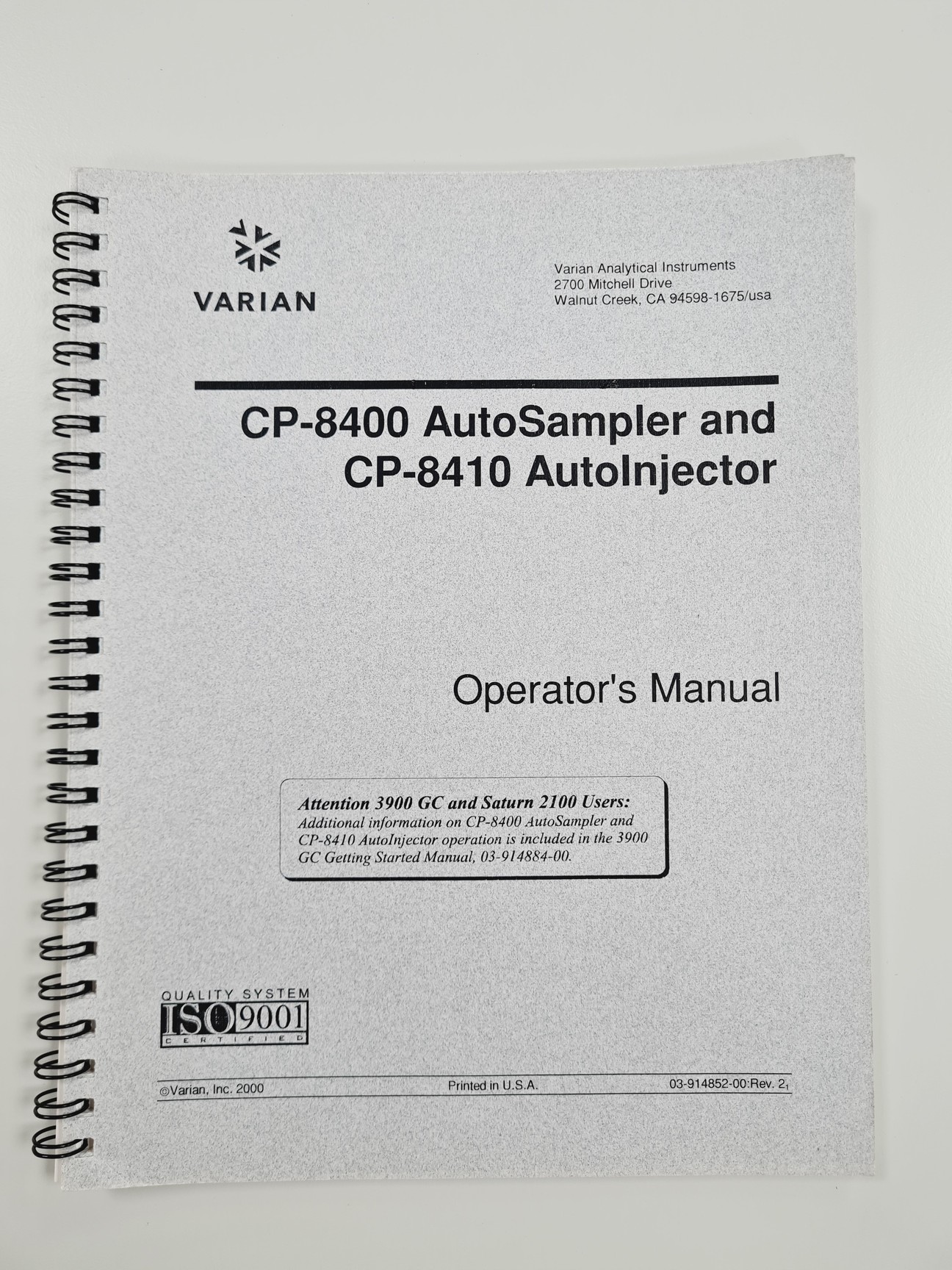 Image of Varian Gas Chromatograph Model - CP-3800 with Autosampler Lab