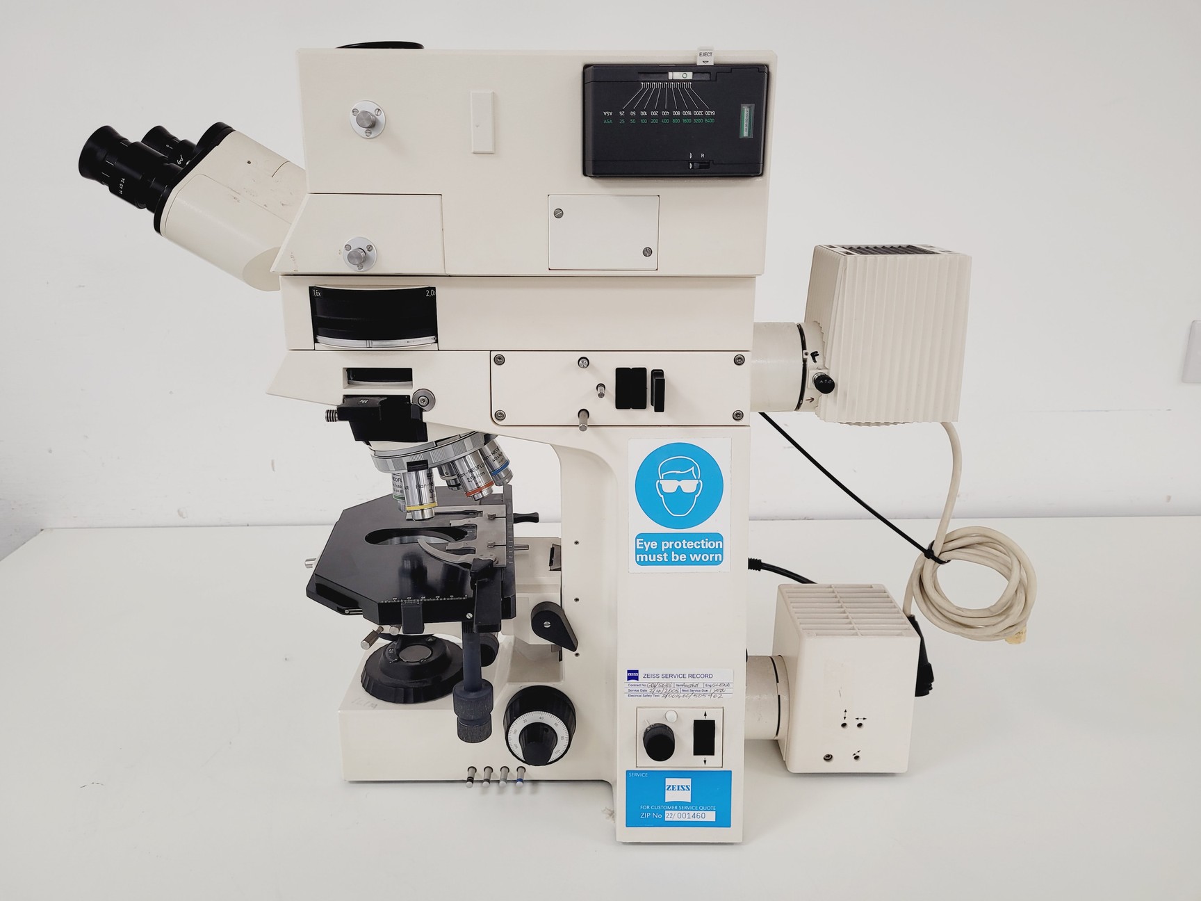 Image of Carl Zeiss Axiophot Microscope Part No. 45 18 87 w/  5 x Zeiss Plan-NEOFLUAR