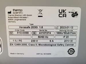 Thumbnail image of Thermo Scientific Herasafe 2030i 1.8 Class 2 Microbiological Safety Cabinet