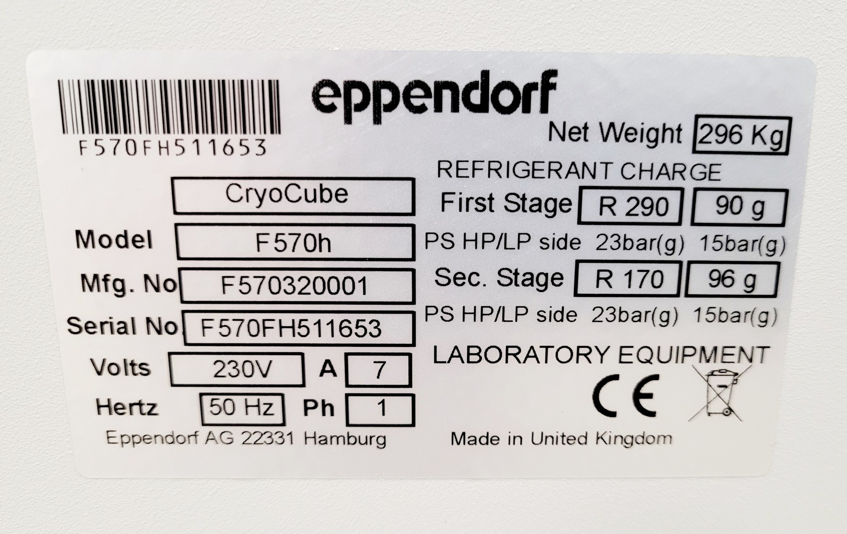 Image of Eppendorf CryoCube F570h Ultra Low Temperature Freezer Lab