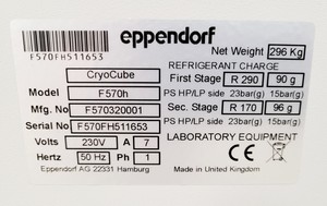 Thumbnail image of Eppendorf CryoCube F570h Ultra Low Temperature Freezer Lab