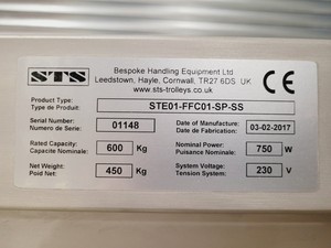 Thumbnail image of STS Bin Lift System STE01-FFC01-SP-SS Electric & Hydraulic Tipping Station