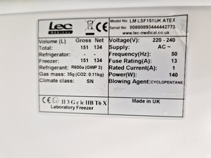 Thumbnail image of LEC LSF151UK Under-Counter Laboratory Freezer Lab
