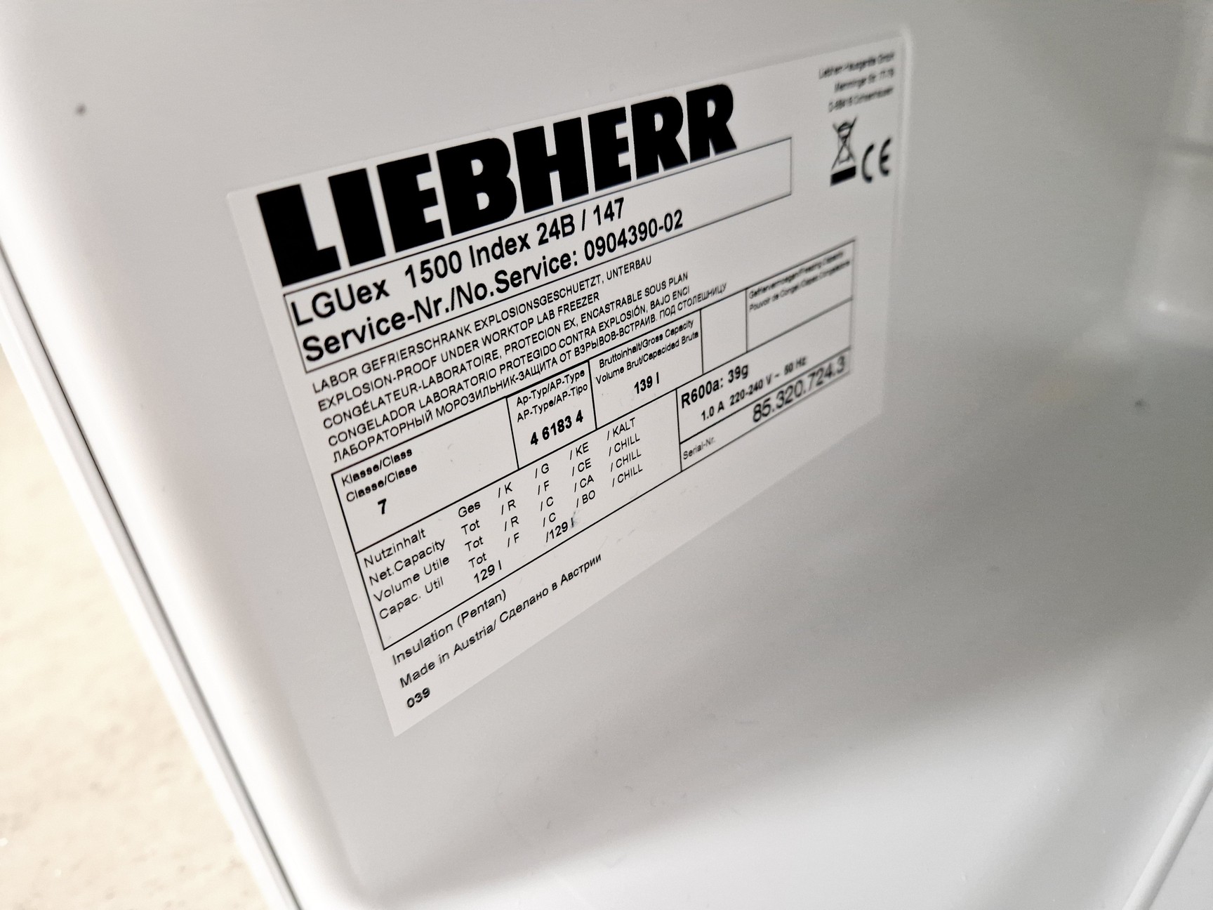 Image of Liebherr Model LGUEX 1500 MedilLine Laboratory Freezer