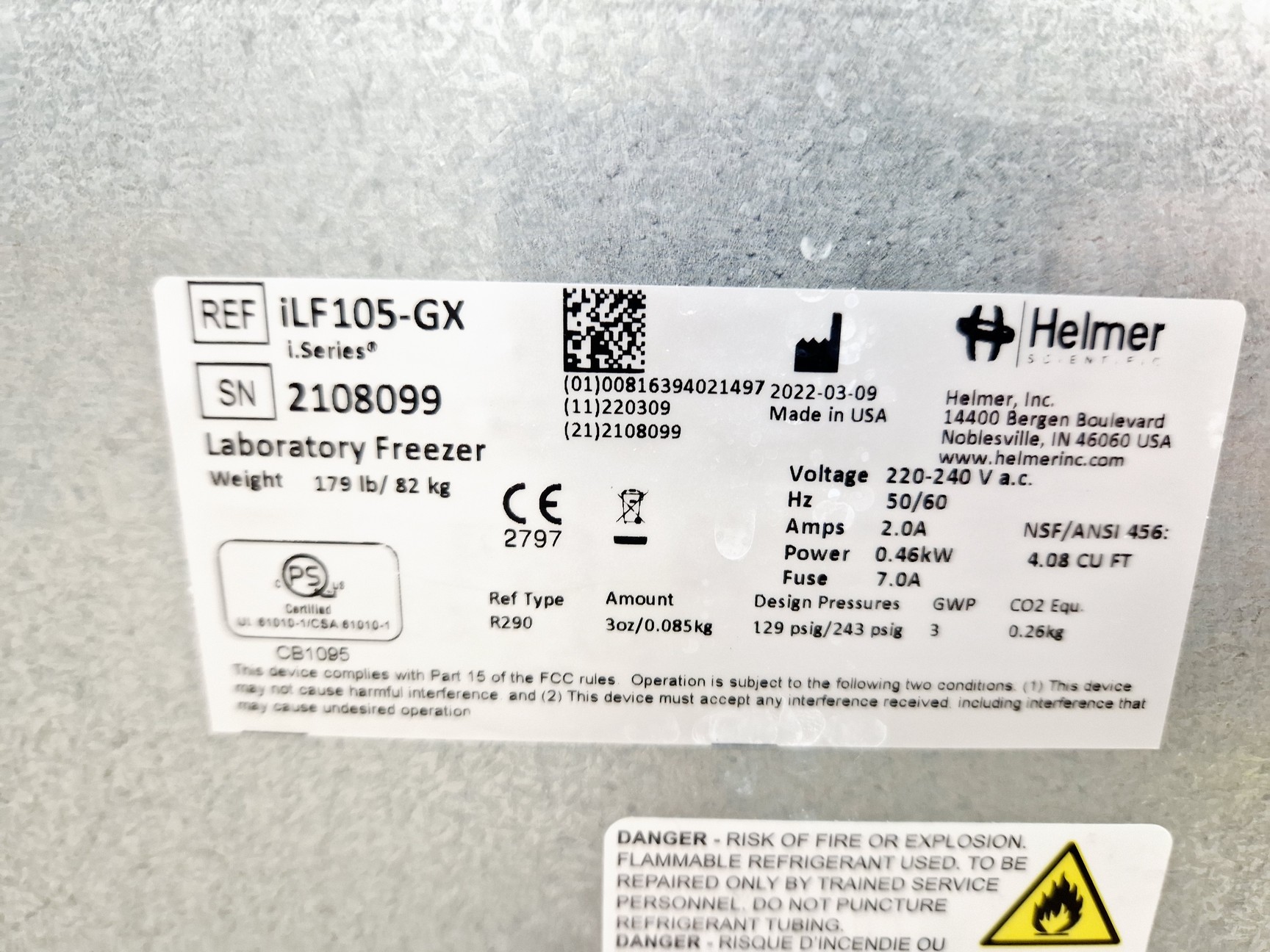 Image of Helmer iLF105-GX Freezer Spares/Repair Lab