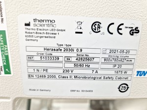 Thumbnail image of Thermo Scientific Herasafe 2030i 0.9 Class 2 Microbiological Safety Cabinet