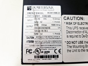 Thumbnail image of Ametek PowerVar Sinergy III Model ACDEF2000-22