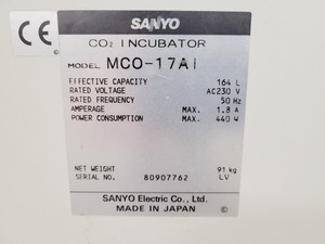Thumbnail image of Sanyo MCO-17AI CO2 Incubator Lab