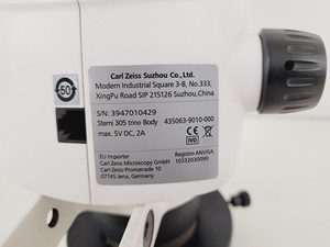 Thumbnail image of Zeiss Stemi 305 Stereo Microscope Trino Body Lab