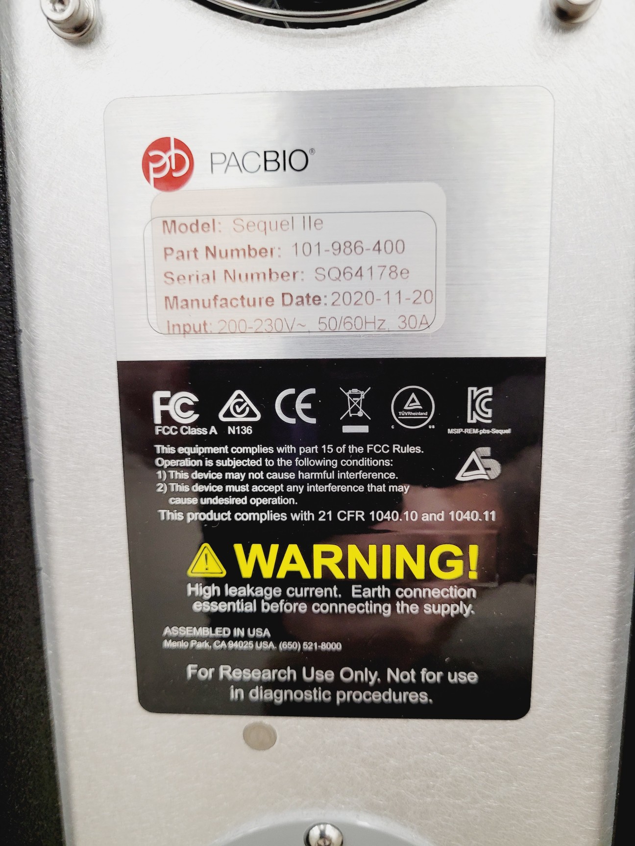 Image of PacBio Sequel IIe Next Generation Sequencing (NGS) System Lab