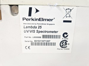 Thumbnail image of Perkin Elmer Lambda 25 UV/VIS Spectrophotometer Lab