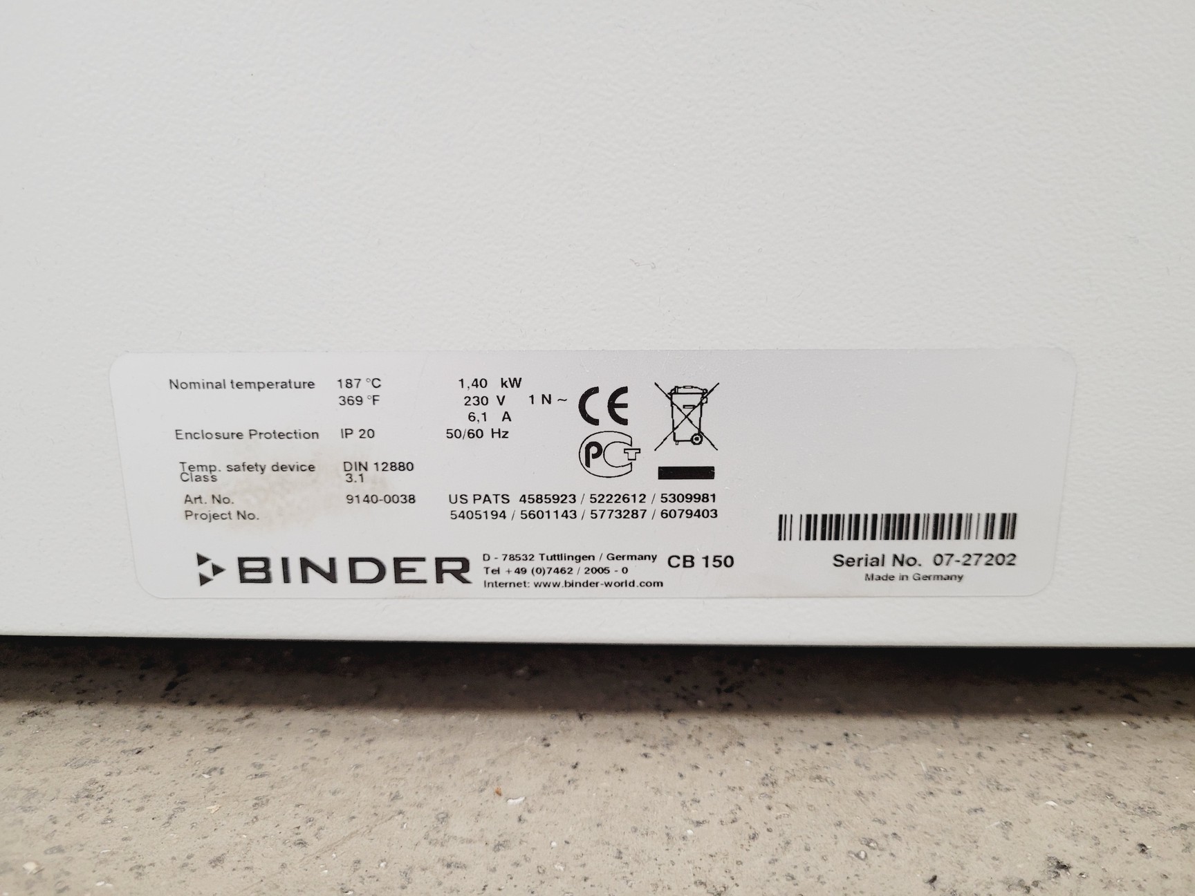 Image of Binder CB 150 CO2 Incubator - Faulty Screen - Spares/Repair Lab