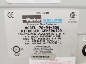 Thumbnail image of Whatman/Parker Balston UHP Nitrogen Generator Model 76-94-220