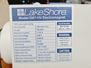 Thumbnail image of LakeShore Cryotonics EM7-HV Electromagnet W/ Control Unit