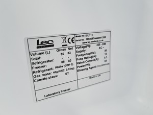 Thumbnail image of LEC+ Model ISU1111 Laboratory Medical Freezer Lab