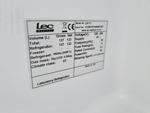 Thumbnail image of LEC Laboratory Refrigerator LR111 Spares/Repair Lab