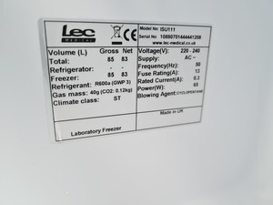 Thumbnail image of LEC+ Model Type ISU1111 Laboratory Medical Freezer -20 Lab