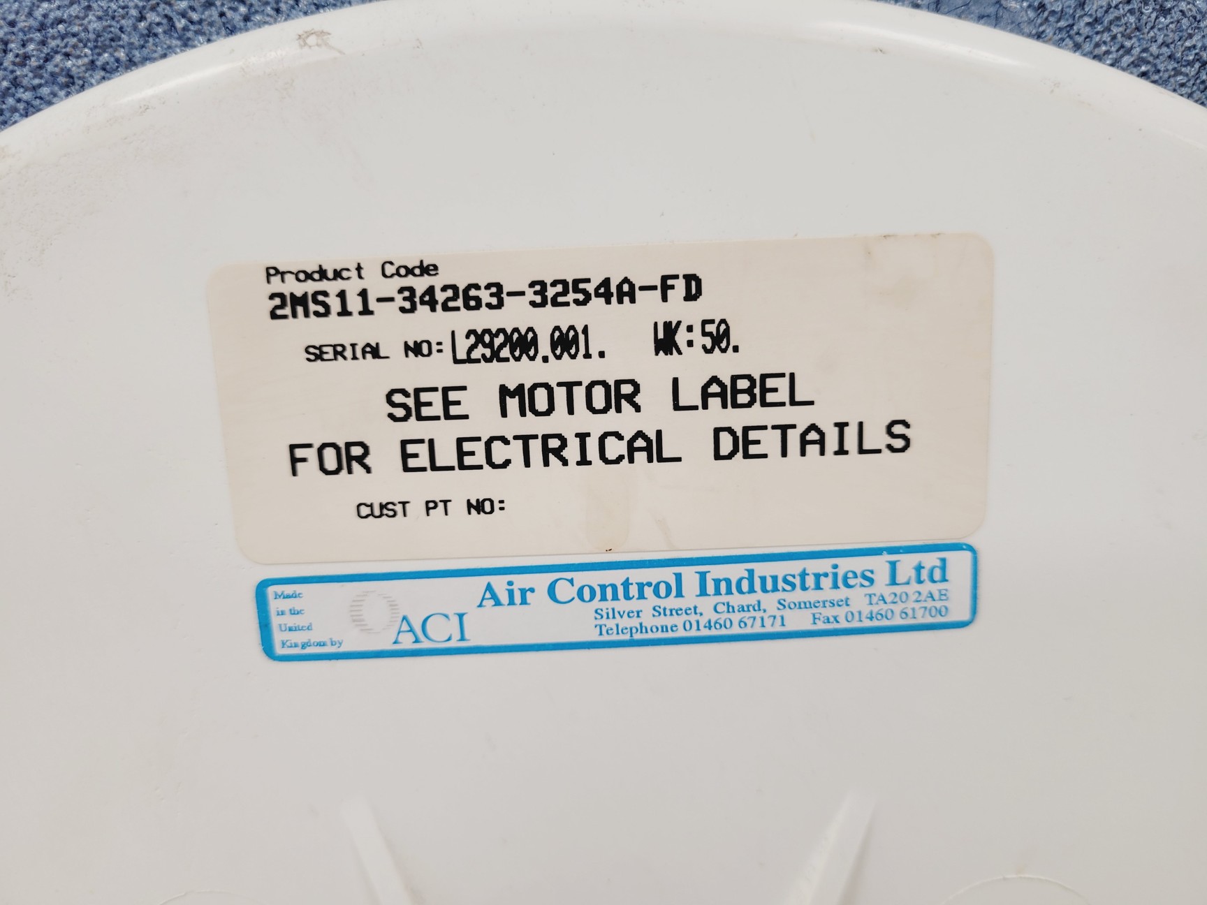 Image of Air Control Industries Centrifugal Fan 2MS11-34263-3254A-FD