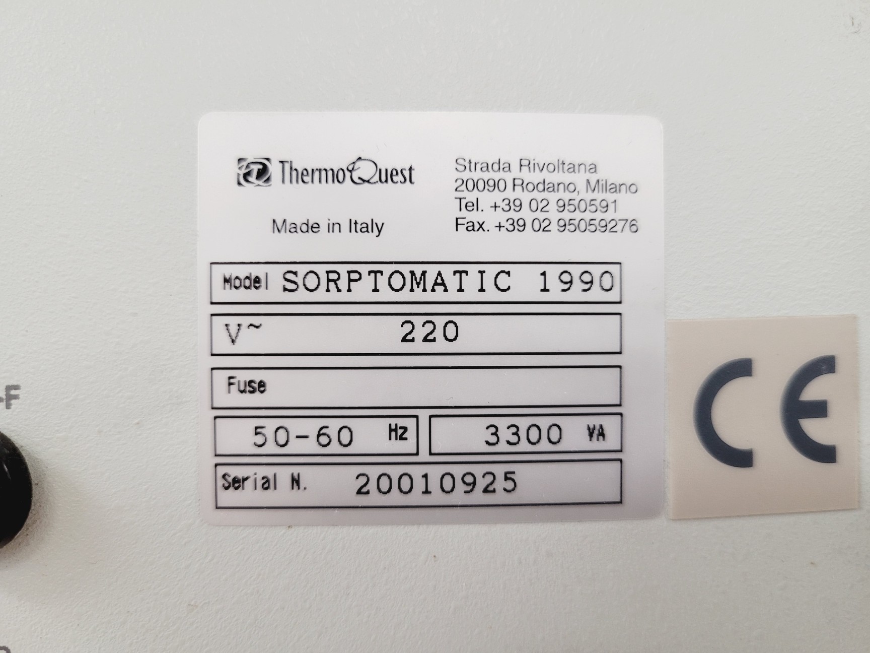 Image of CE Instruments Thermo Quest Sorptomatic 1990 Series Lab