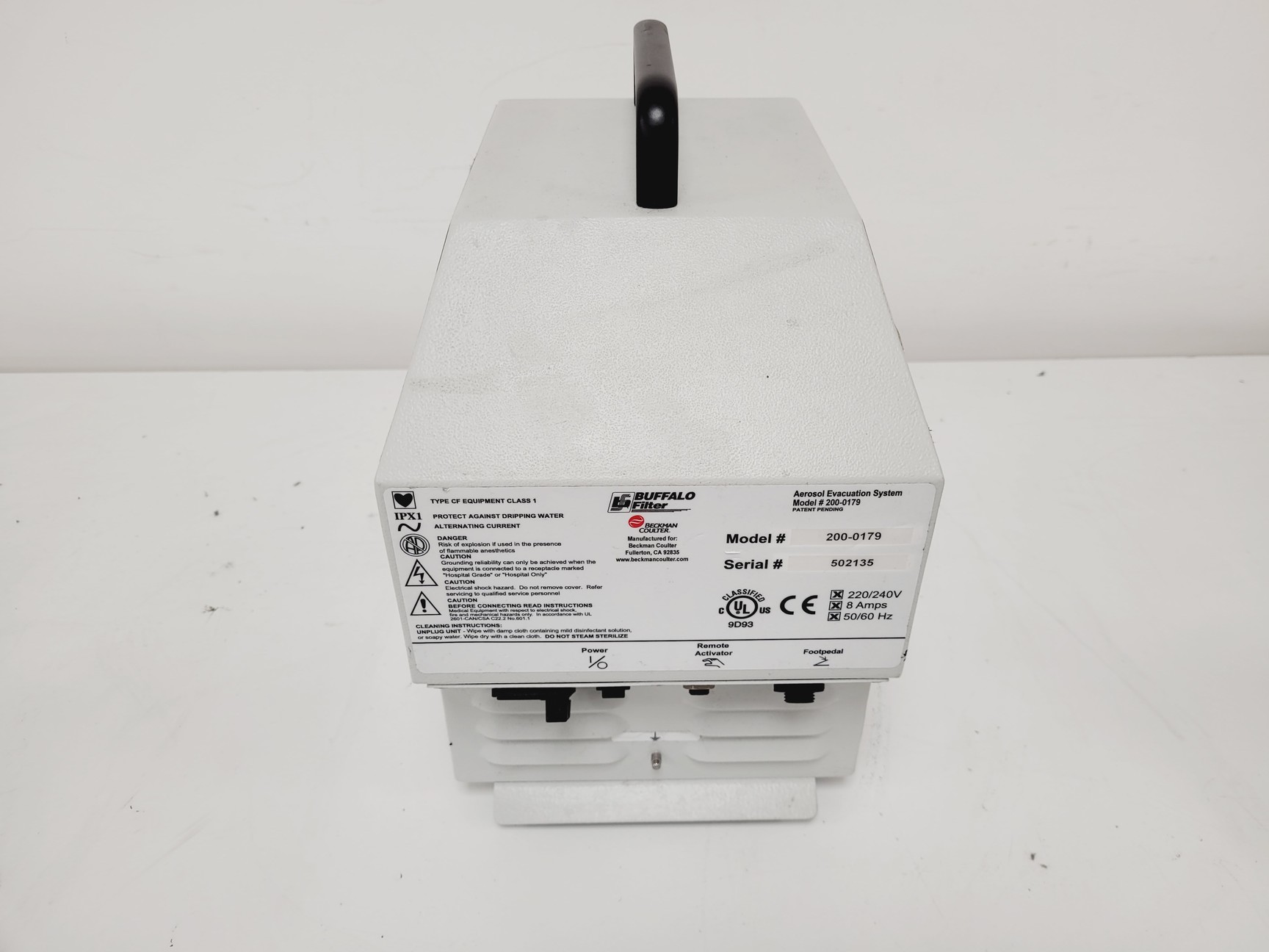 Image of Beckman Coulter 200-0179 Aerosol Evacuation System Buffalo Filter w/ Foot Pedal 
