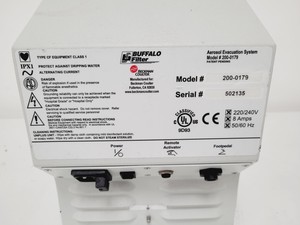 Thumbnail image of Beckman Coulter 200-0179 Aerosol Evacuation System Buffalo Filter w/ Foot Pedal 