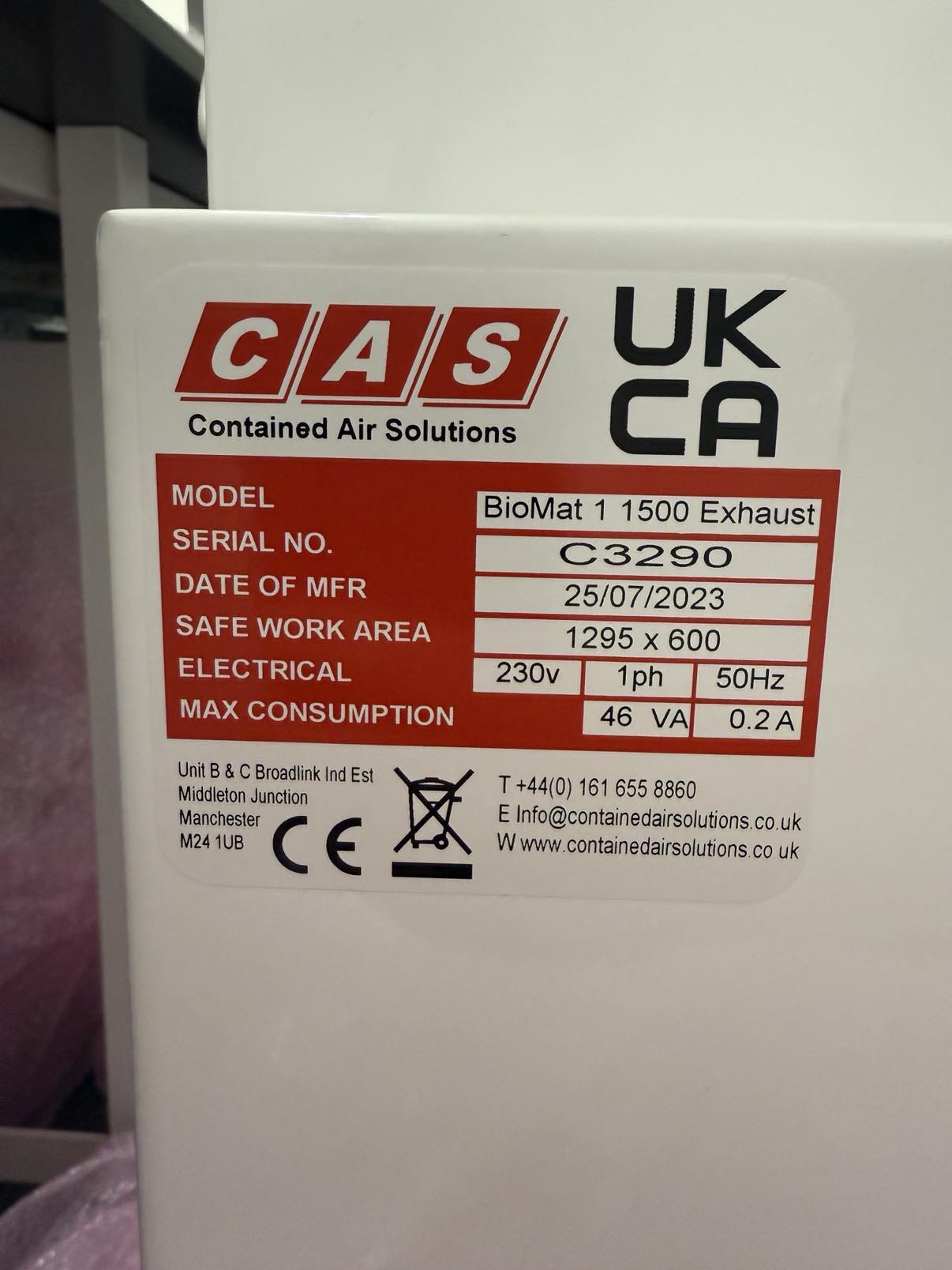 Image of BioiMAT1 Ducted Exhaust Type Class I Microbiological Safety Cabinet 1,500mm Wide