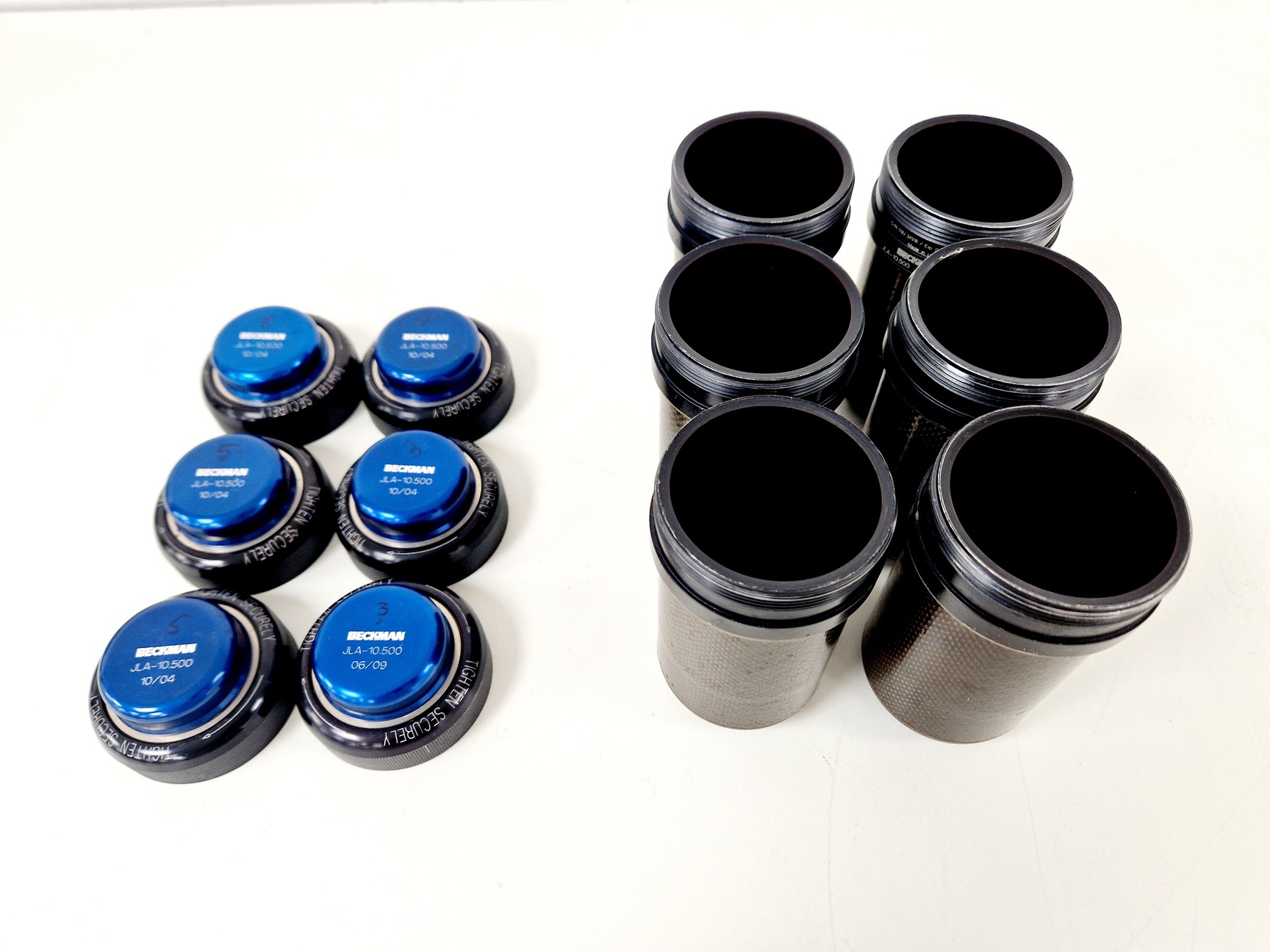 Image of 6 x Beckman Coulter Mo. JLA-10.500 Biosafety Liquid Centrifuge Canister Lab