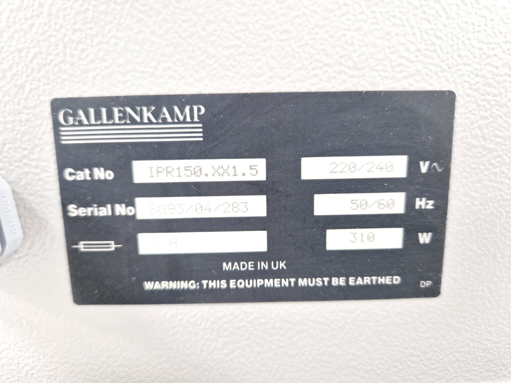 Image of Gallenkamp IPR150.XX1.5 Laboratory Incubator Spares/Repair Lab