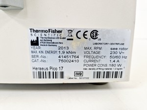 Thumbnail image of Thermo Scientific Heraeus Pico 17 Centrifuge Spares/Repair Lab